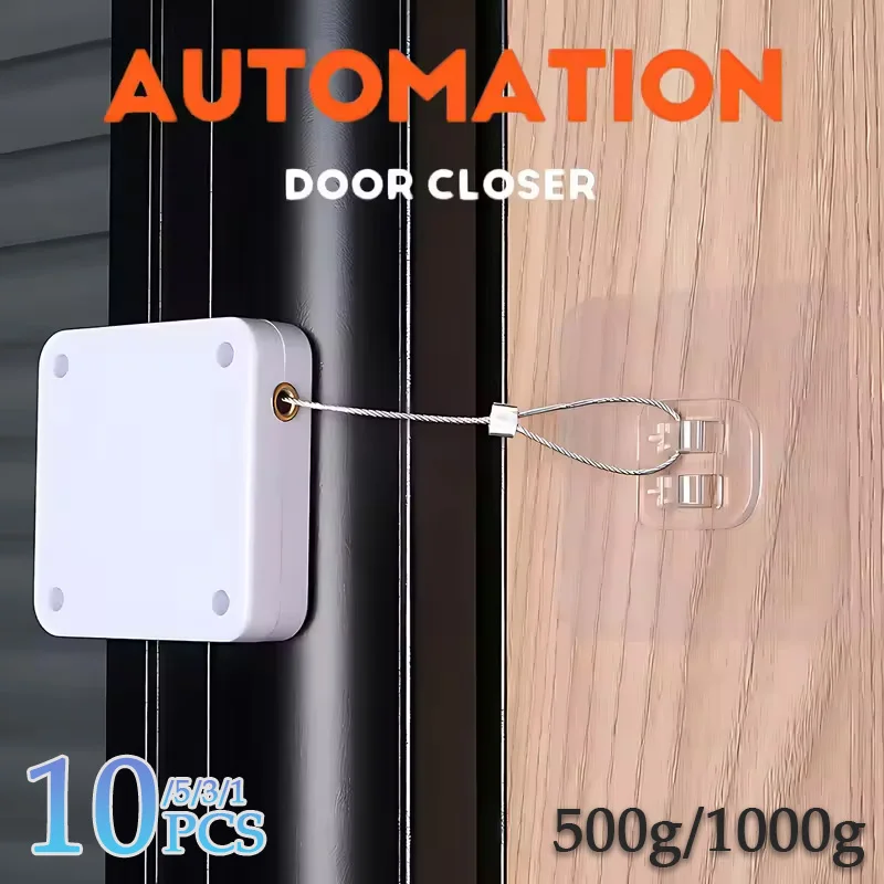 1-10PCS Multifunctional Punch-Free Automatic Door Closer Automatically Self Closing Door with Drawstring for Internal Home