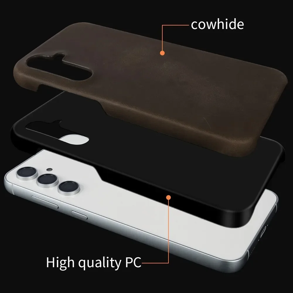 Premium Genuine Leather Retro Protective Phone Case - Crazy Horse Texture