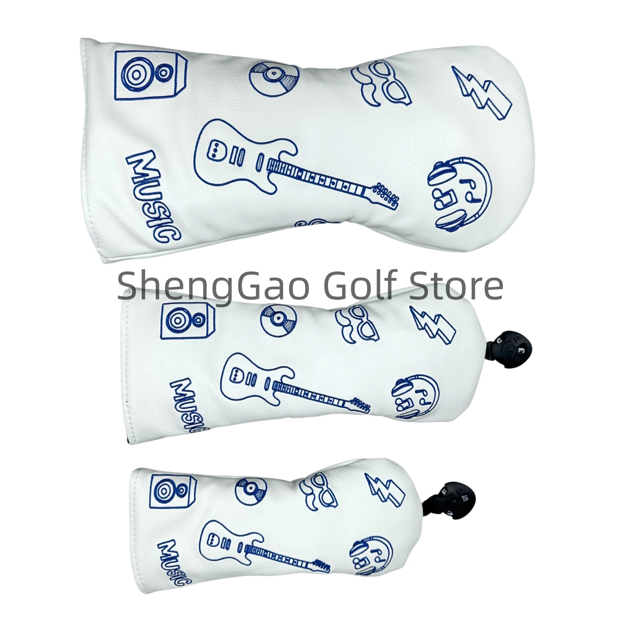 Golf Guitar Musical instrument pattern Head cover Driver Head Covers Fairway Wood Head Covers Hybrid Head Covers Putter Cover