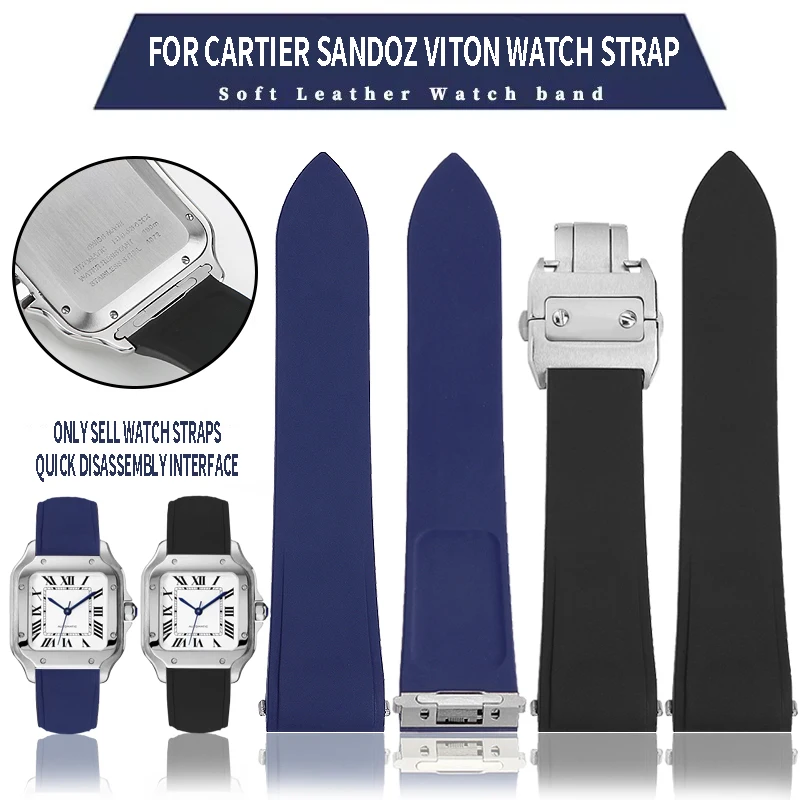 

For Cartier Sandoz WSSA0010 W2SA0006 WGSA0037 FKM Fluorine rubber Watch band 21mm Men Viton Watch Strap Quick Release Bracelet