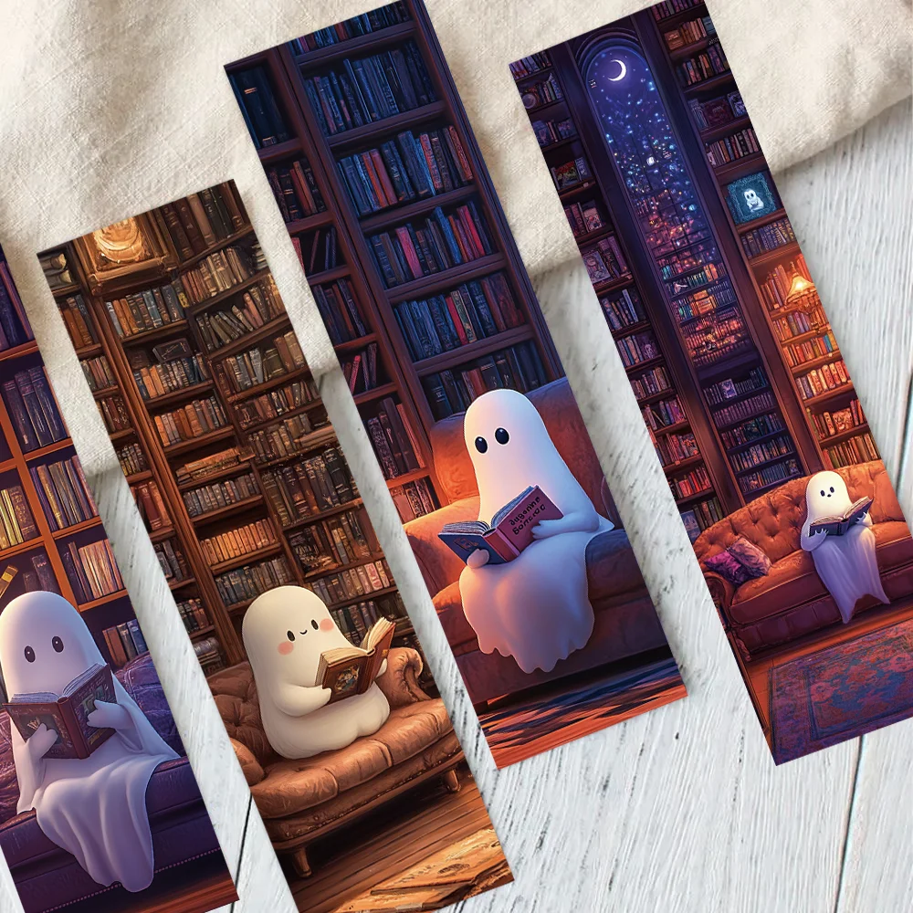 30pcs library ghost reading bookmarks for students paper card decorating books book page labeling page book marking DIY bookmarks stationery supplies paper bookmark