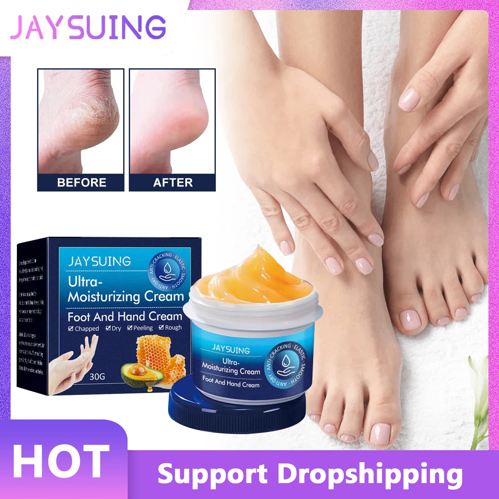 Jaysuing Foot and Hand Cream Heel Cracked Dry Repair Cream Hand Peeling