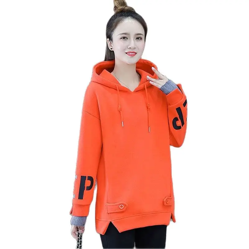 

Add Velvet Padded Sweater Women's Long 2023 Autumn Winter New Loose Fashion Explosion Hooded Keep Warm Coat FemaleTide