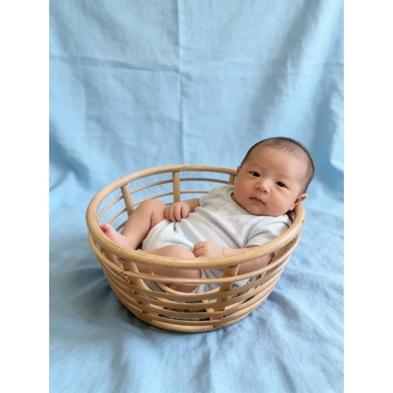 Newborn Baby Girl Boy Photo Shoots Props 1pc Handmade Vintage Bamboo Chair Basket Crib Studio Photography Posing Accessories