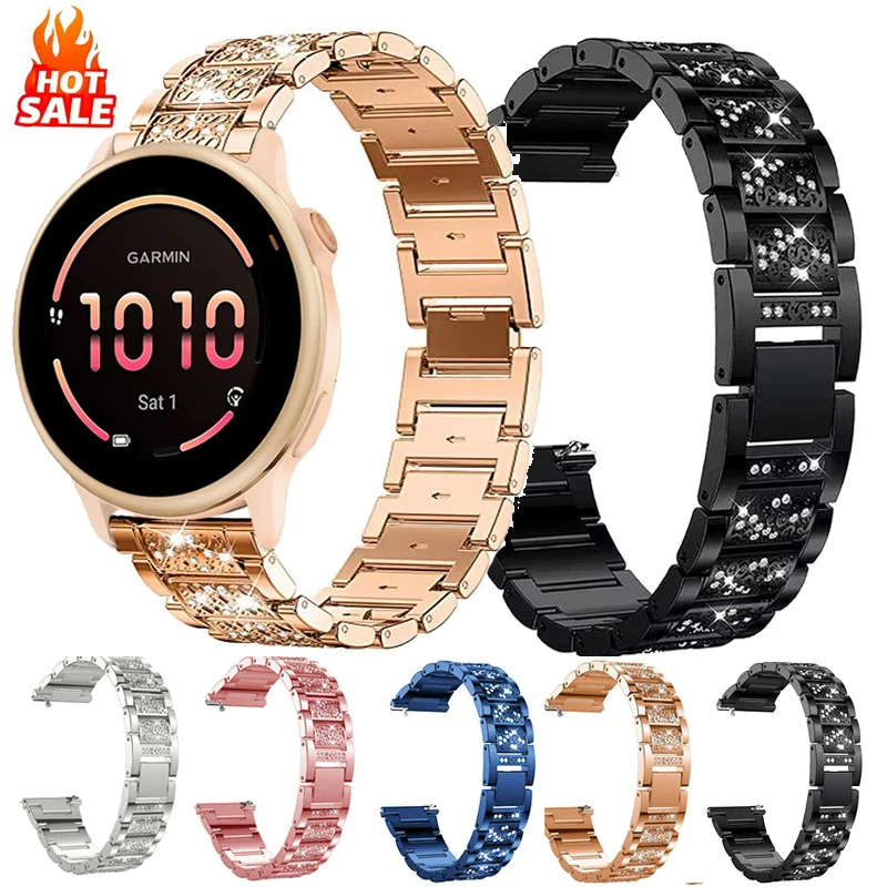 Elegant Diamond Metal Bracelet - 22mm/20mm Band