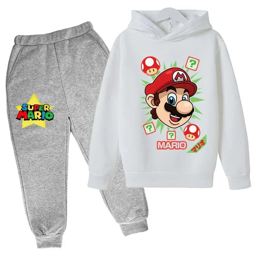 thumbnail image 1 of Sudadera con capucha y pantalones de Super Mario para niños, traje de 2 piezas, ropa de otoño y primavera para niños y niñas, sudadera con estampado de dibujos animados, trajes deportivos informales,, 1 of 4