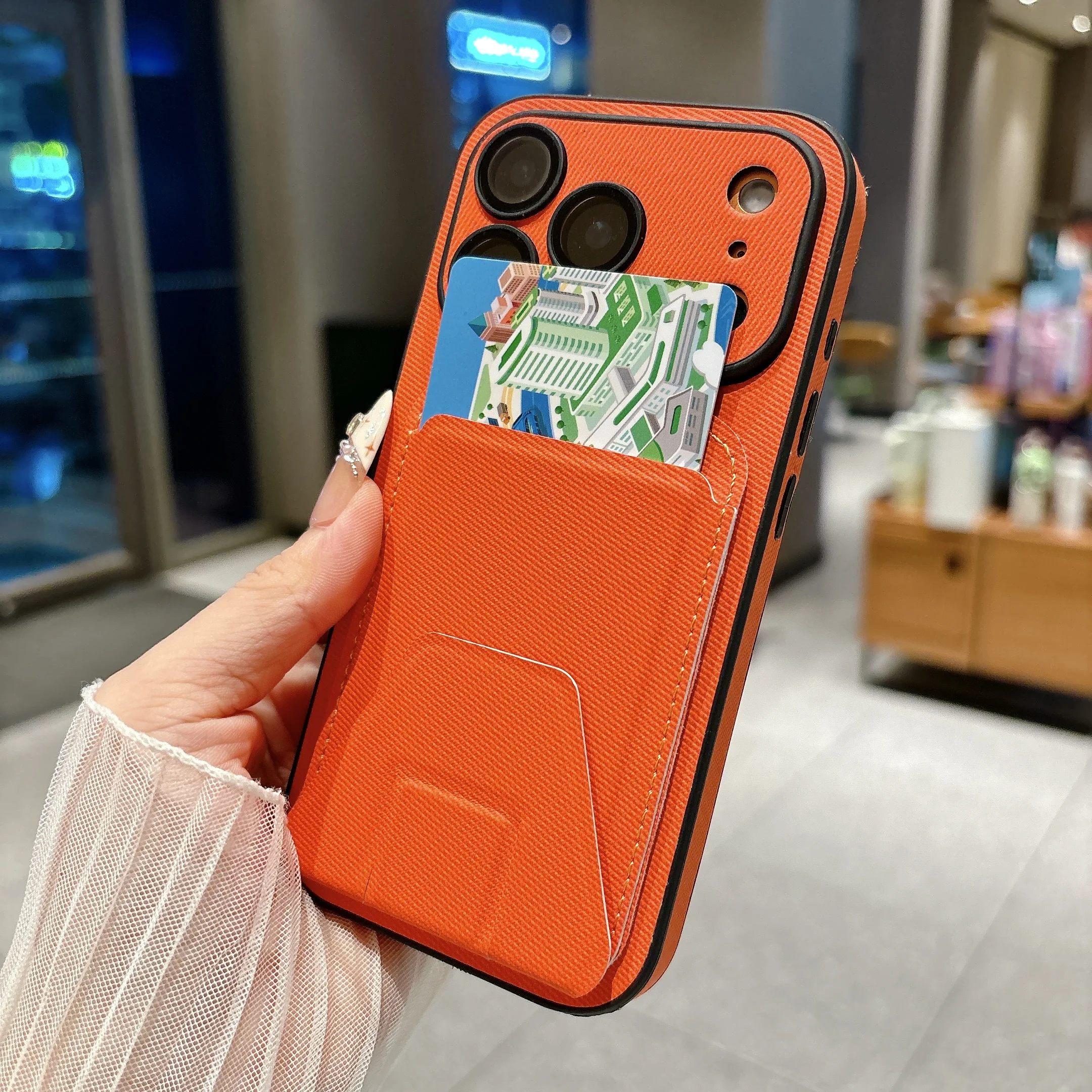 Innovative Fabric Phone Case with Card Slot & Hidden Kickstand - Matte Glass Cover