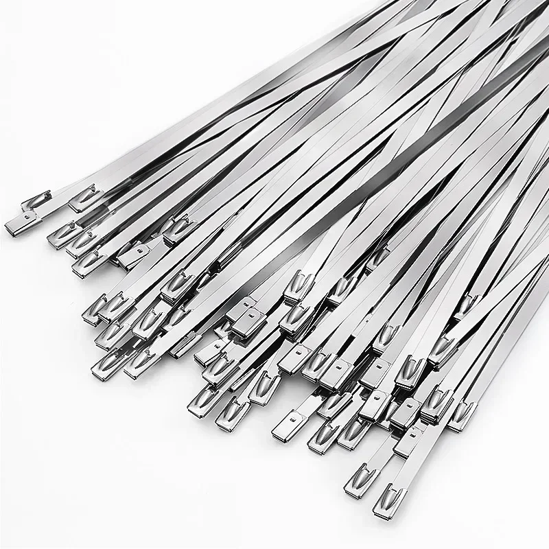 Cable Ties 20/100Pcs Stainless Steel Cable Ties Metal Zip Ties Strap Exhaust Wrap Multi-Purpose Heavy Duty Self-locking Fastening Ring