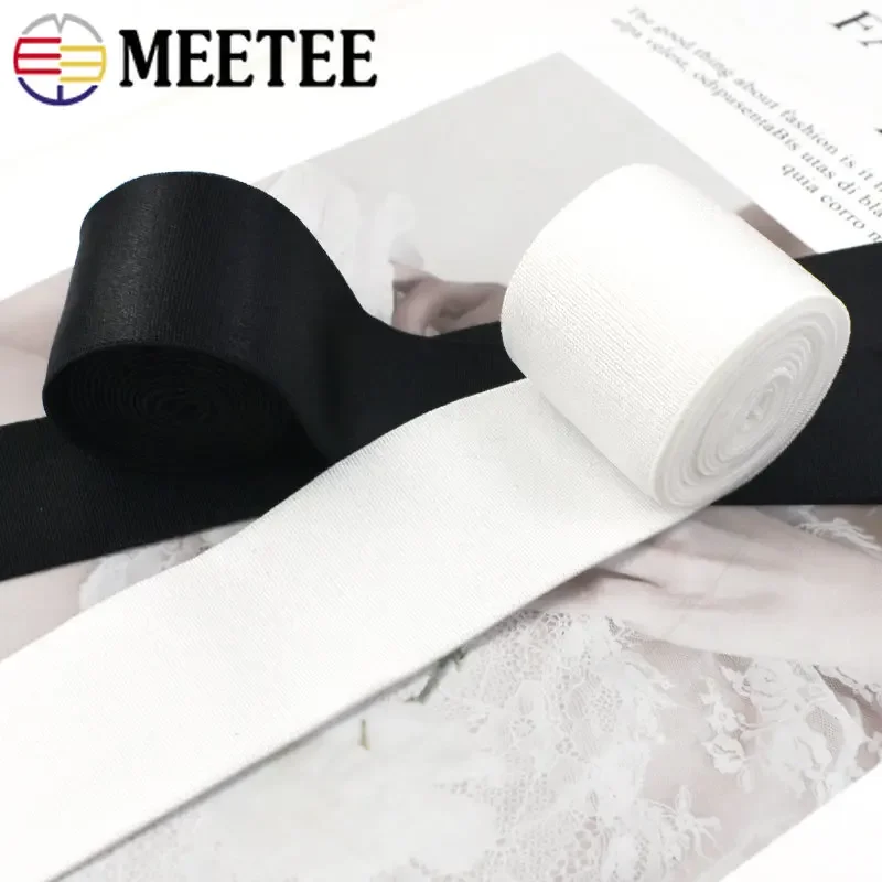 5/10 미터 Meetee 10-40mm 나일론 탄성 밴드 속옷 스트레치 스트랩 벨트 고무 밴드 DIY 의류 의류 봉제 액세서리