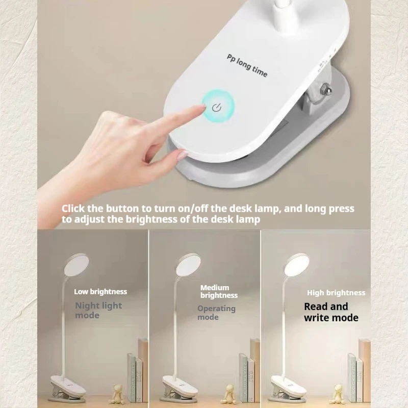 LED Study Book light Touch Table lamp Adjustable Angle Bedroom lamp Clip-on Desk with both charging and plugging functions