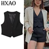 HXAO اقتصاص سترات رسمية امرأة مكتب أكمام المرأة دعوى سترة الصيف زر أسود أبيض سترة قصيرة سترة العمل غير رسمية