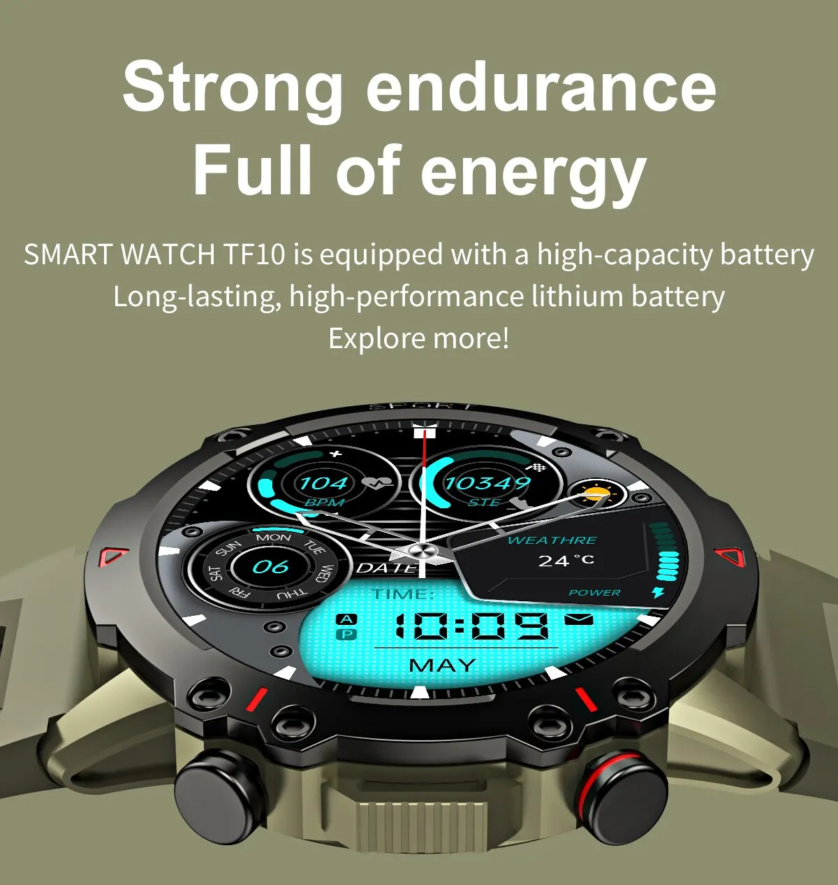 FOBASE 1.43 AMOLED TF10 PRO Outdoor Rugged Military BT Call Smart Watch Sports FitnessTracker Heart Monitor For Android IOS