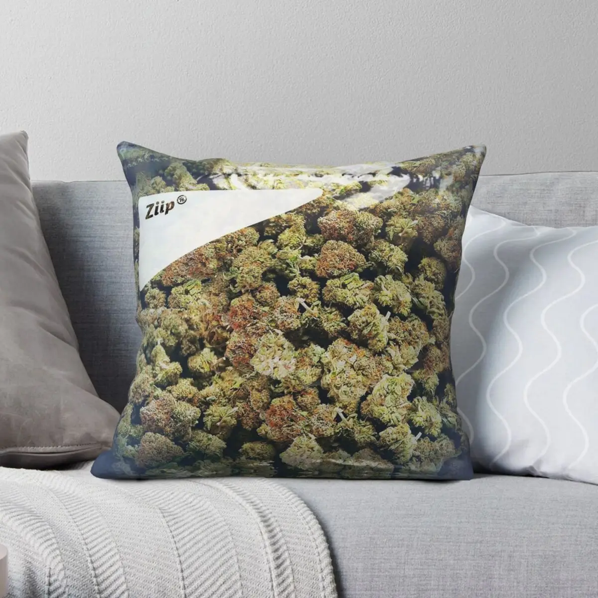 WeedZiplockCannabisExtraLargeDankSquarePillowcasePolyesterLinenVelvetPrintedZip