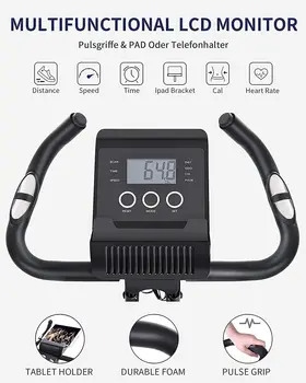 Exercise Bike Folding Magnetic Upright Stationary Bike with Pulse Sensor LCD Monitor Indoor Cycling Bike Stationary Bike 3
