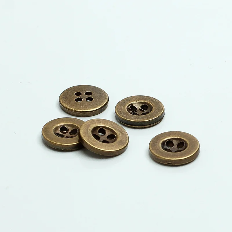 50pcs 13mm Antique Brass Plated Round 4 Holes Plastic Buttons DIY Handmade Crafts Sewing Accessories 3