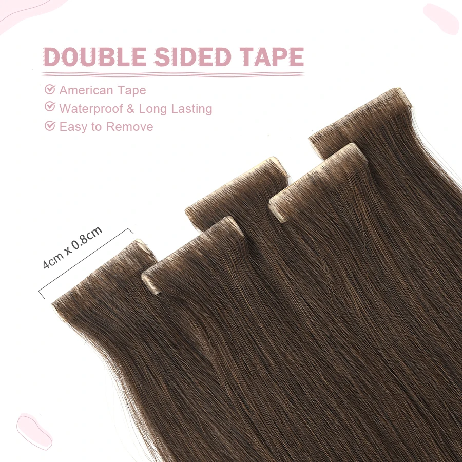 K.S WIGS Tape In Hair Extensions 100% Real Human Hair 10P/20P Invisible Tape Extensions Seamless Pu Skin Weft In