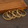 4Pcs 18k 8mm Width 45MM 55MM 65MM 70MM Dubai Baby Cute Bangles For Girl Jewelry Gold Color Bangles Girls Birthday Jewelry Gifts 4