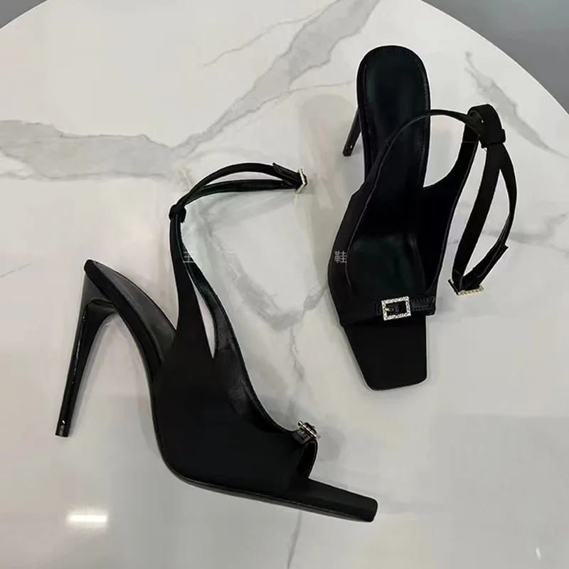 

Новинка 2024, женские сандалии на высоком квадратном каблуке с открытым носком