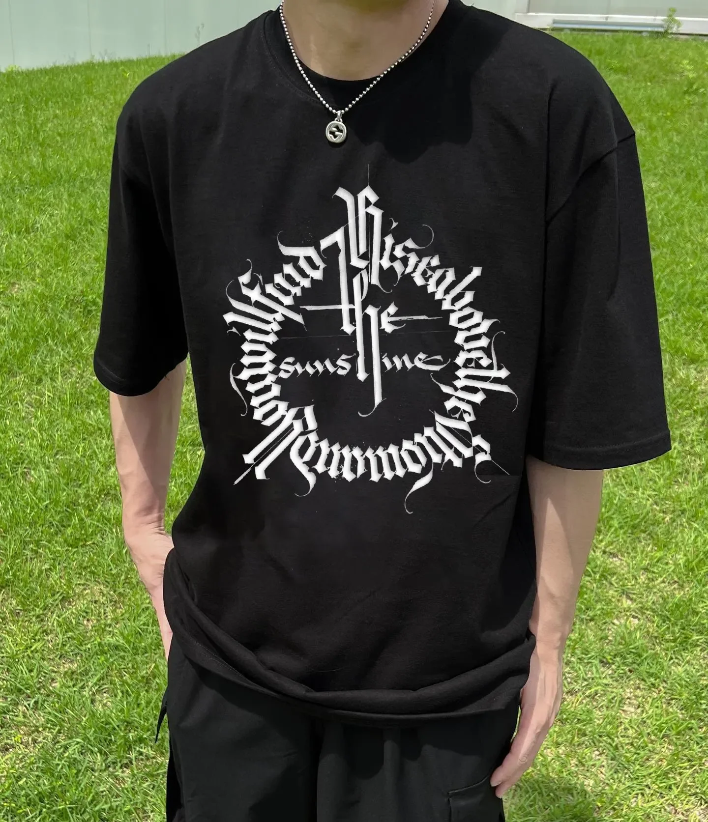 

Fashion New Short sleeved T-shirt [Poison Home Correct Version] Chrome Hearts Sanskrit Printed Short Sleeves Luxury