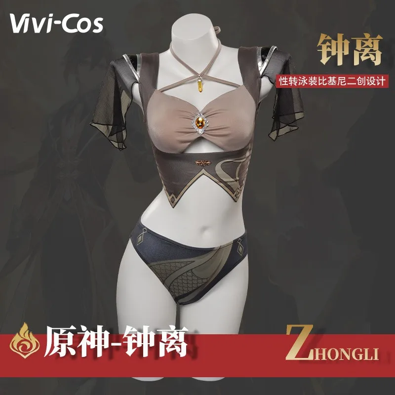 

Vivi-Cos Game Genshin Impact Zhongli, сексуальный Реверсивный купальник, косплей, женский костюм, Хэллоуин, комикс, новая модель