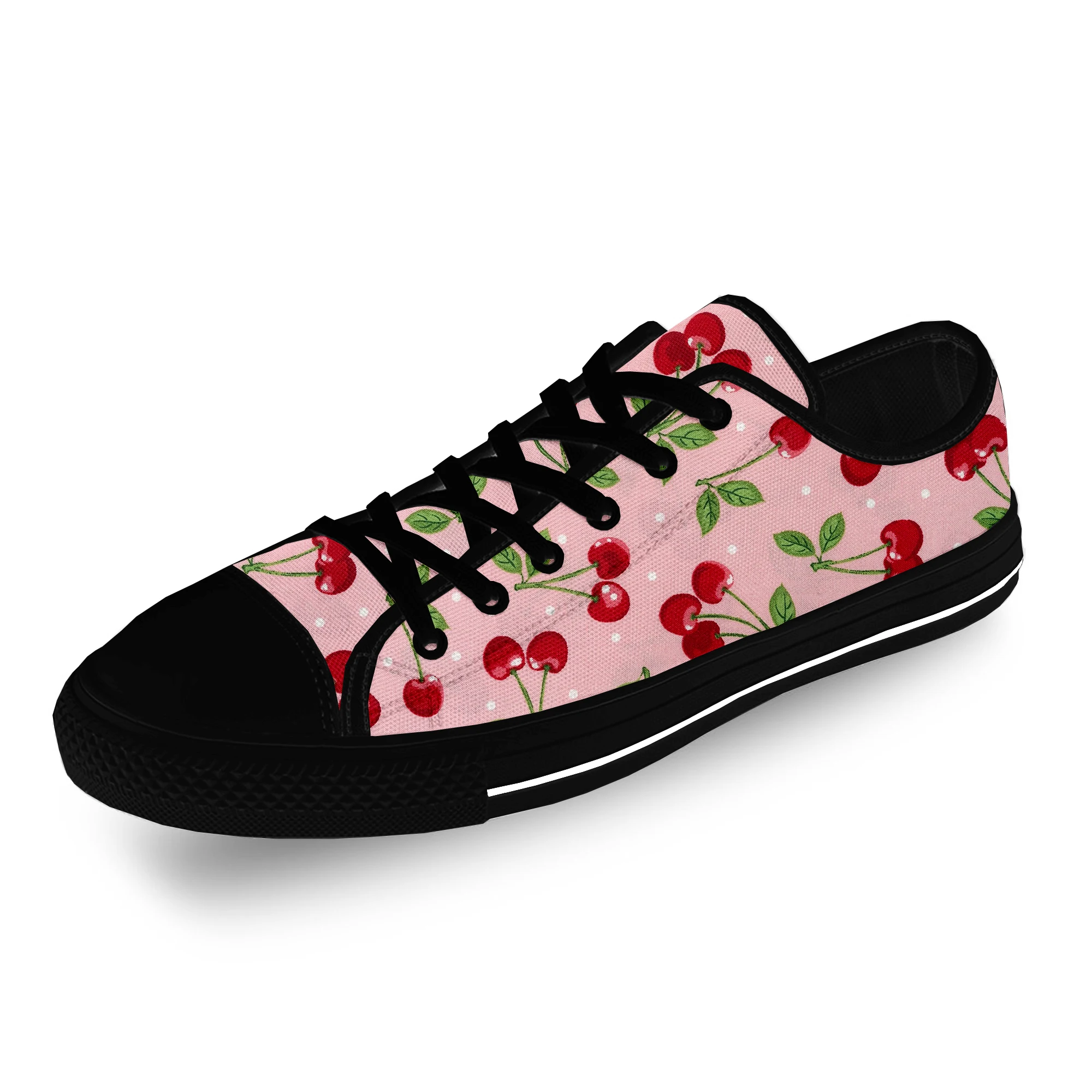 cherry pattern cartoon cute funny white cloth fashion 3d print low top canvas shoes men women lightweight breathable sneakers Cherry Pattern Cartoon Cute Funny Casual Cloth Fashion 3D Print Low Top Canvas Shoes Men Women Lightweight Breathable Sneakers