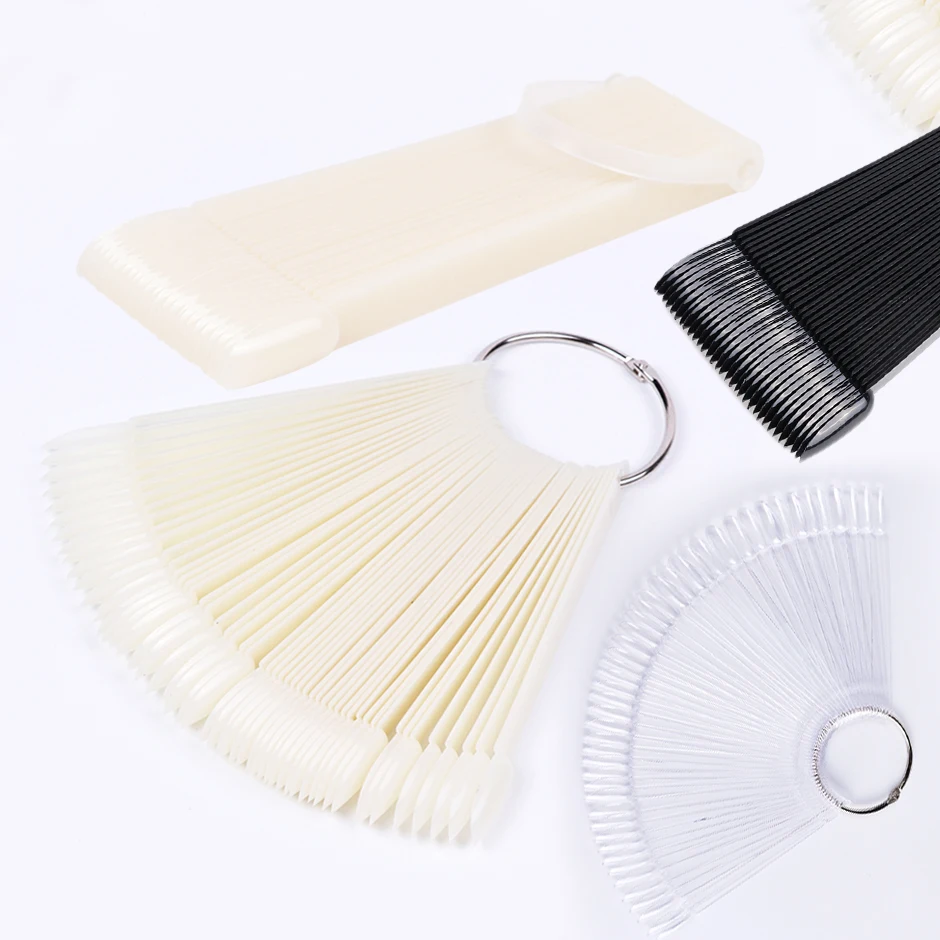 

Natural Clear Black Color Card Nail Tips Display False Nails Round Fake Color Chart with Ring Nail Acrylic Design Tools GLA23