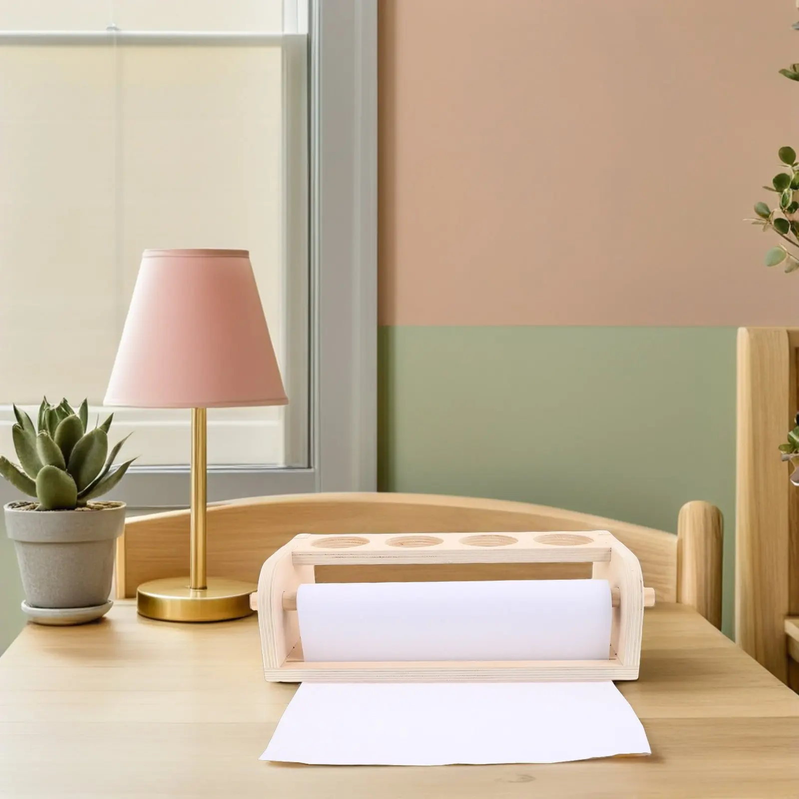 어린이 나무 아트 이젤 종이 롤 디스펜서 500x29cm 가정 교실 창의적인 그림 그리기를 위한 컴팩트 탁상용 페인팅 스탠드