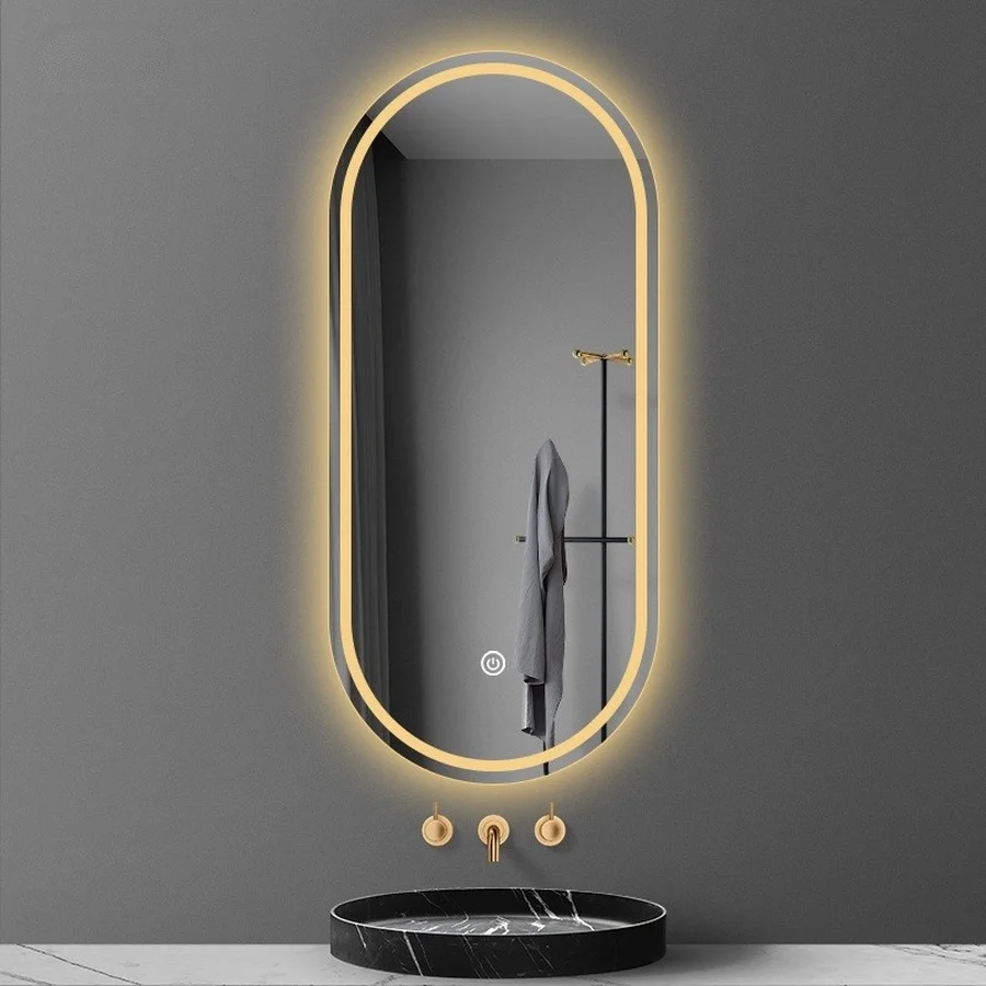

Luxury Smart Bathroom Mirror Oval Luminous Large Wall Hanging Mirrors Shower Makeup Art Espejo Pared Home Improvement EB5JZ