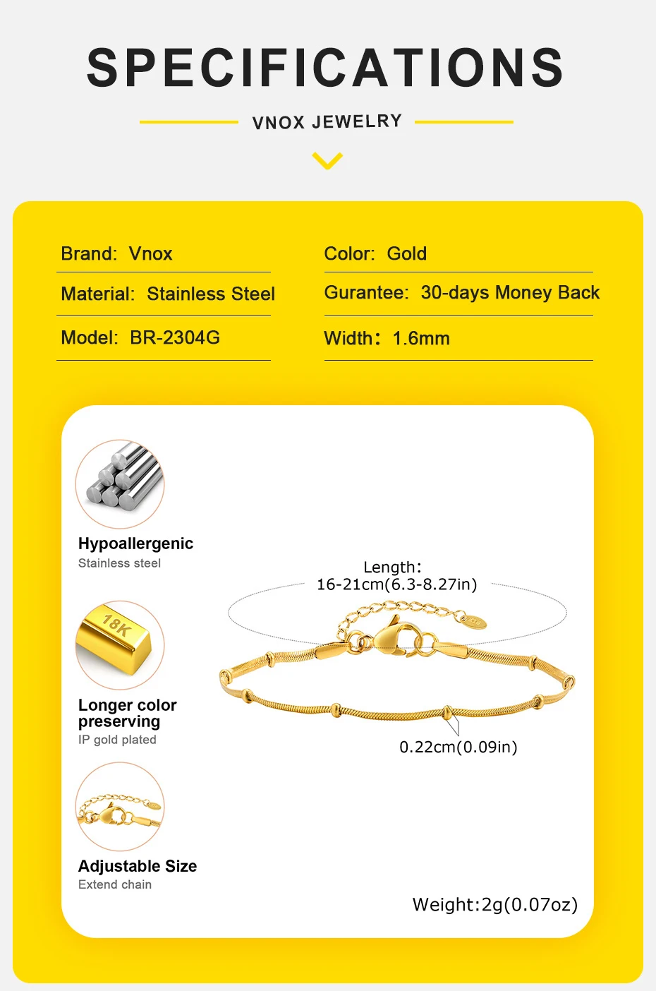Vnox Edelstahl-Schlangenketten-Armband-Halsketten-Set, zart vergoldetes, minimalistisches Perlendesign, Modeschmuck für Frauen – Detail 5