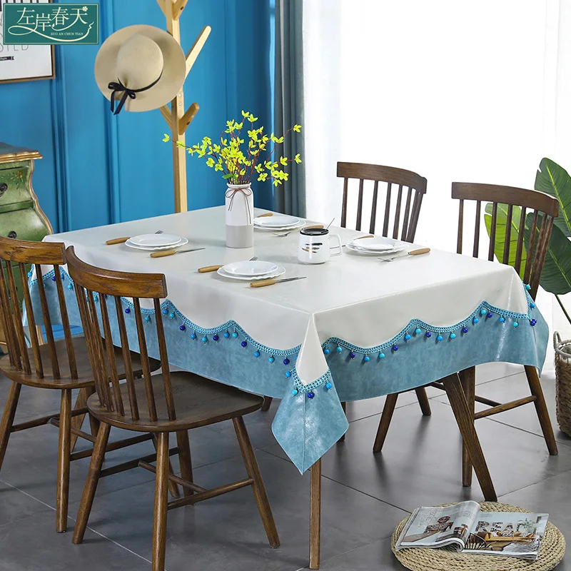 

Dining table tablecloth, tablecloth, simple, waterproof, oil resistant, wash free, and scald resistant