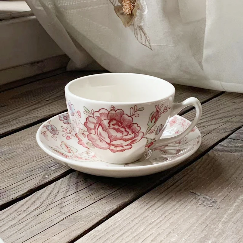 Creative Ceramic Plate Set French Retro Floral Relief Western Restaurant Dinner Plates Afternoon Tea Desktop Home Teacup Sets