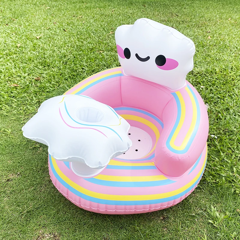 Baby shiny baby inflatable sofa kids puff portable bath chair PVC multifunctional seat practice bidet 5