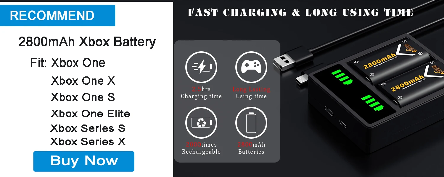 3 piles PCS Batterie de secours pour sans fil Xbox One SX Elite série SX, batterie