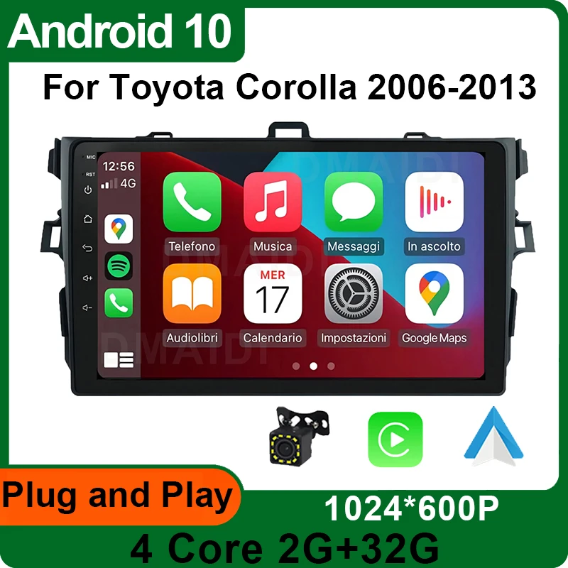 

4 Core Android 10 Car Radio for Toyota Corolla E140 / 150 2006 2007 2008 2009 2010 2011 2012 2013 Multimedia Video Player 2 Din