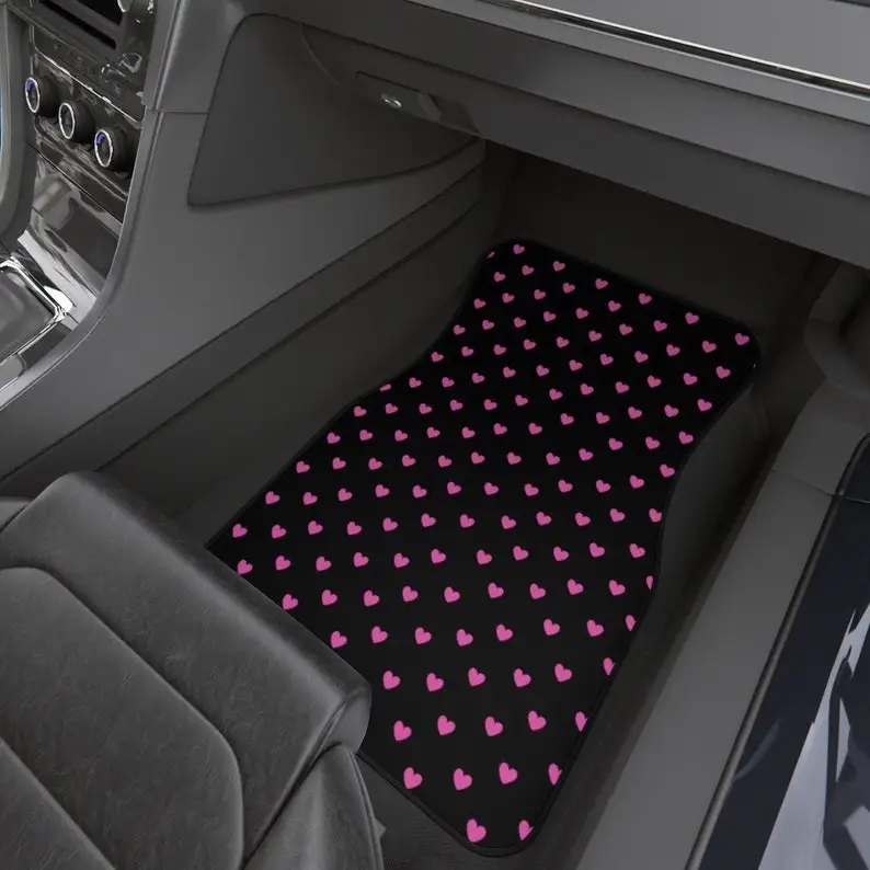 

Heart Car Mats, Girly Car Interior, Pink Cute Car Accessories, New Driver Gift, Teen Christmas Gift, Fun Car Floor Mats, Set of