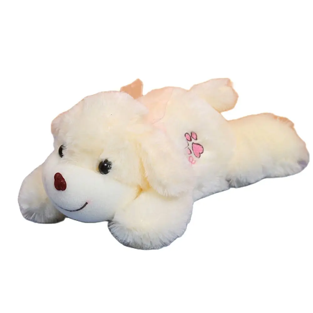 33CM White Puppy Plush Toy White Cute Lying On The Embroidery Pattern Car Rag Doll To Send Friends Birthday Gift Ornaments