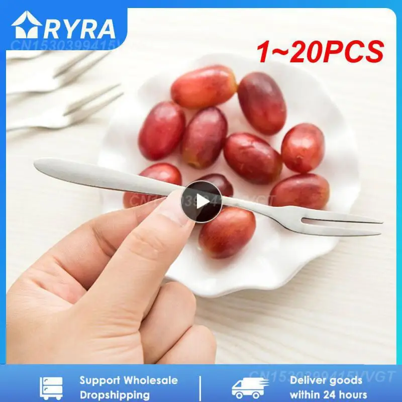 

1~20PCS Stainless Steel Two-tine Flatware Fruit Fork Birthday Party Fruit Pick Fruit Fork Snack Dessert Fork Kitchen Accessorie