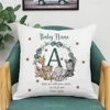 Personalized Safari Animal with Name Pillow Case Nursery Cushion Cover Bedroom Kids Wild Party Decor Pillowcase Baby Shower Gift 4