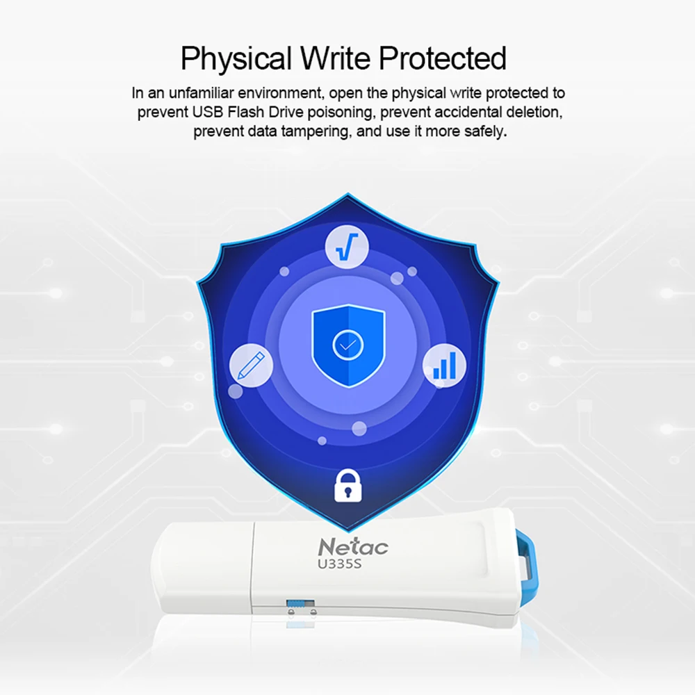 Netac USB 3.0 Flash Drive 64GB pen drive Physical Write Protection Memory usb Stick U335S U-Disk