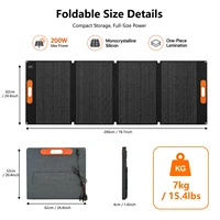 Panneau solaire portable pliable 200W, chargeur solaire ETFE à haute efficacité pour station d'alimentation, camping en plein air, camping-car, alimentation d'urgence hors réseau 3
