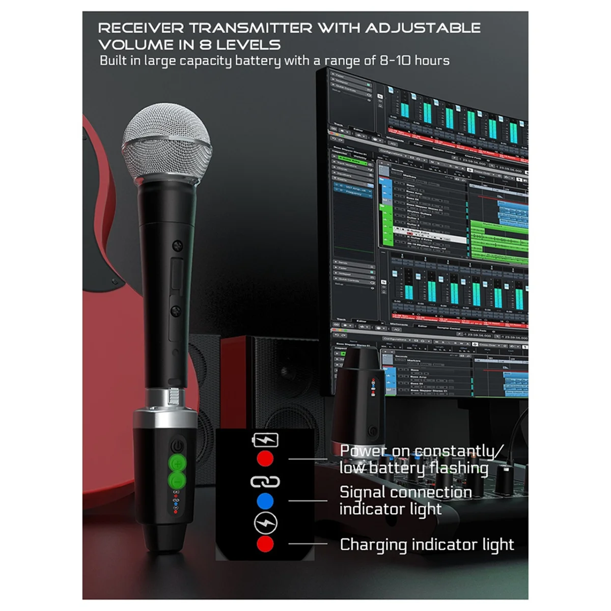 A04R-New XLR Adapter System Wireless Microphone Transmitter Receiver for Dynamic Microphone Guitar Audio Mixer PA System