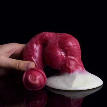 Big Knot Dog Dildo with Suction Cup for Women Sexy Toys Animal Glossy Swirly Patterns Flexible Anal Plug Silicone 3