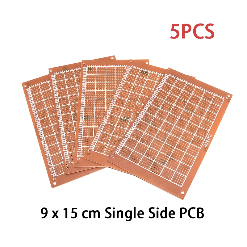 5개 9x15cm 아두이노용 범용 PCB 보드 노란색 단면 PCB 인쇄 회로 기판