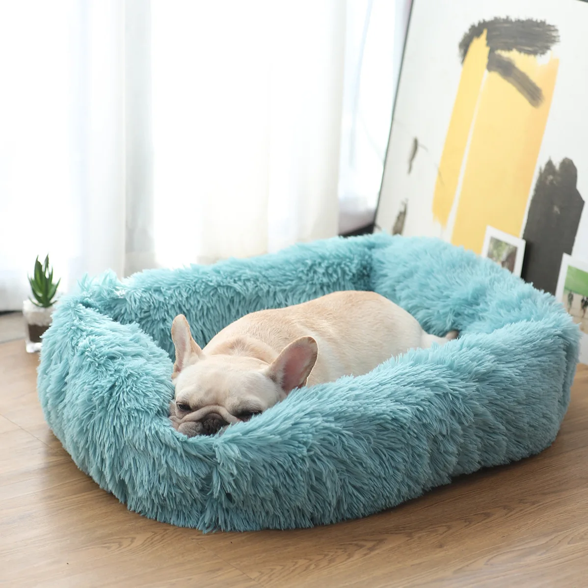 

Winter Warm Pet Bed Kennel Dog Square Cat Winter Warm Sleeping Bag Long Plush Puppy Cushion Mat Portable Cat Supplies 46/50/60cm
