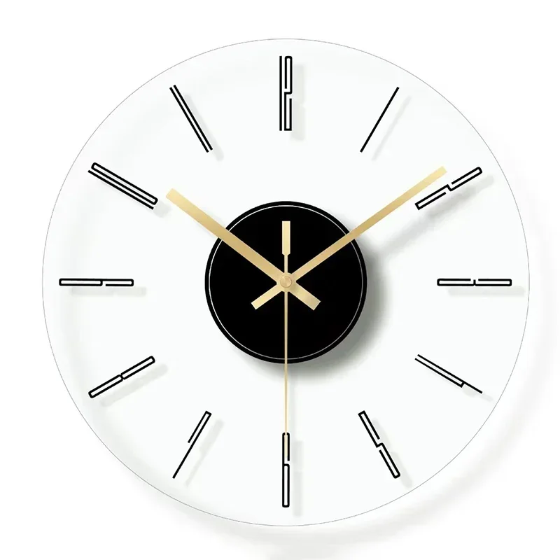 LargeGlassWallClockSilentModernTransparentClocksWallWatches