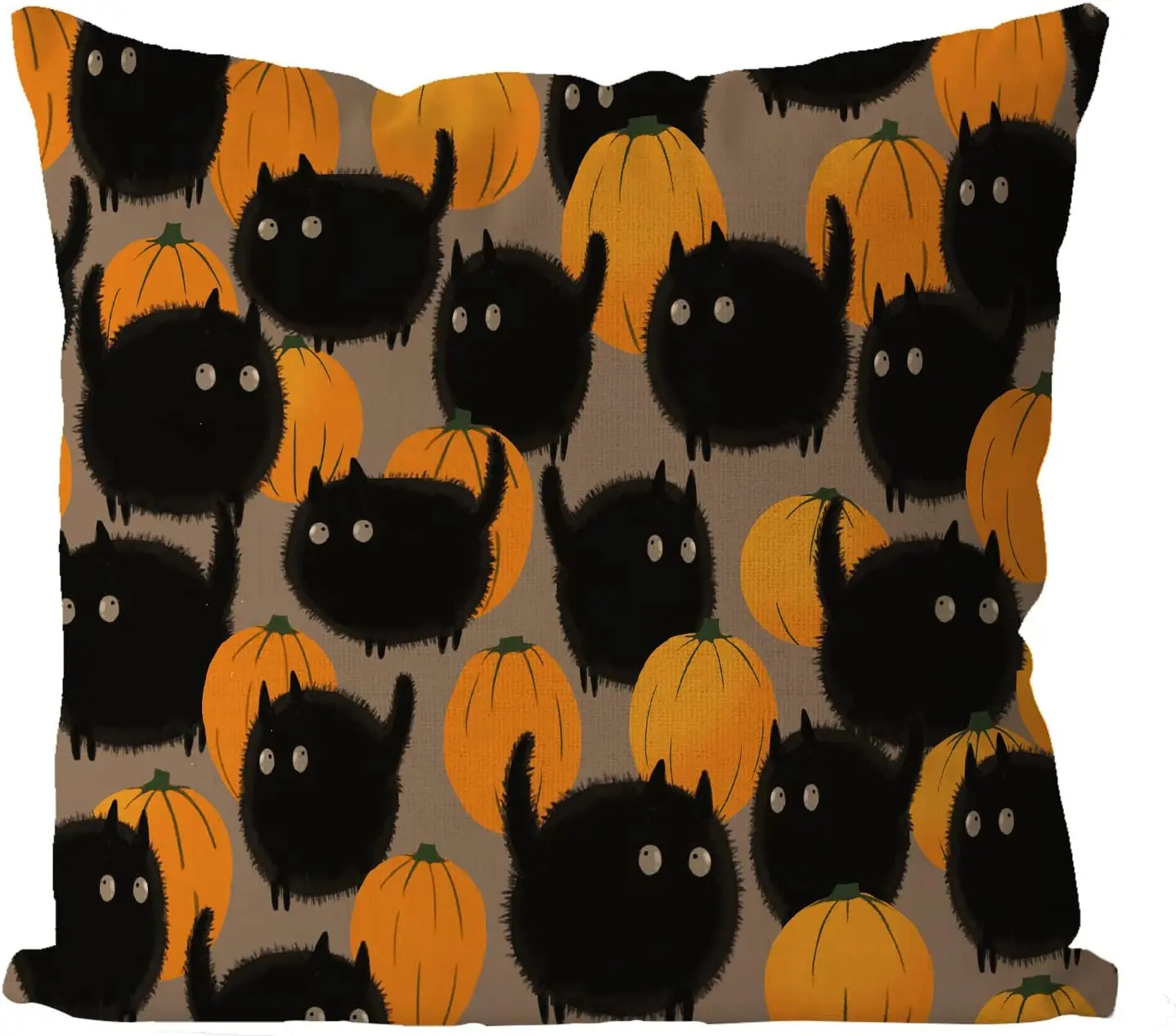 HalloweenPillowCasePumpkinBlackCatLinenPillowcaseFarmhouseIndoorOutdoorBedSofaCouc