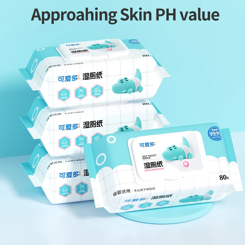 מגבות רטובות פרימיום לשימוש בשירותים - ניקוי עדין והיגייני לטיפוח העור של תינוקות, נשים ורגישות 80 יחידות