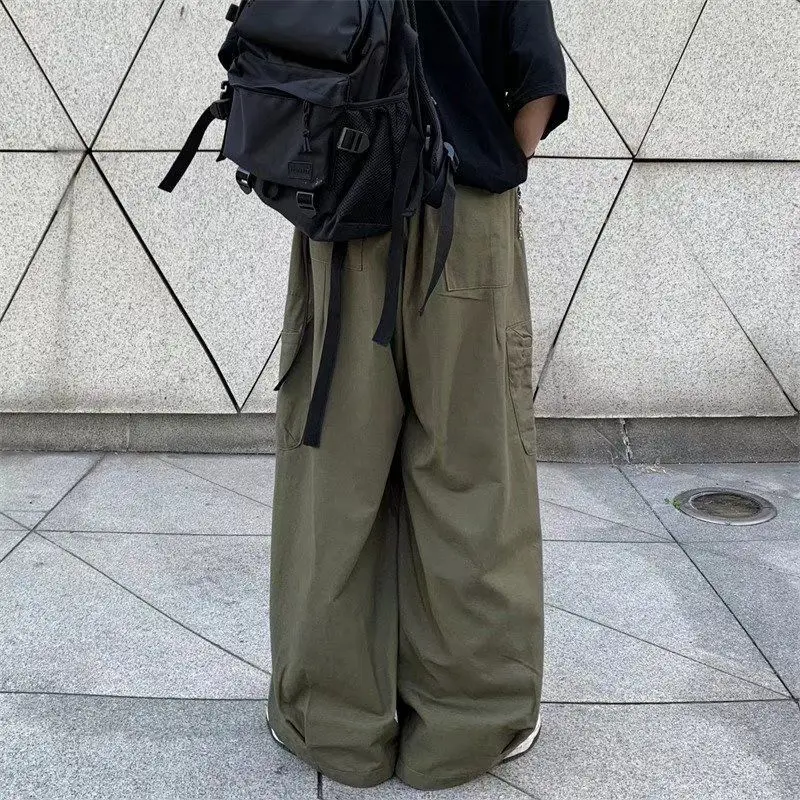 Vibe Full Length Winter Autumn Men Pants Wide Leg Cargo Baggy Loose Trousers Male Korean Distressed Retro Loser Safari Pants