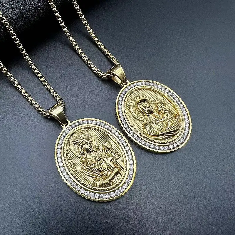 

Stainless Steel Zircon Madonna Pendant Necklace