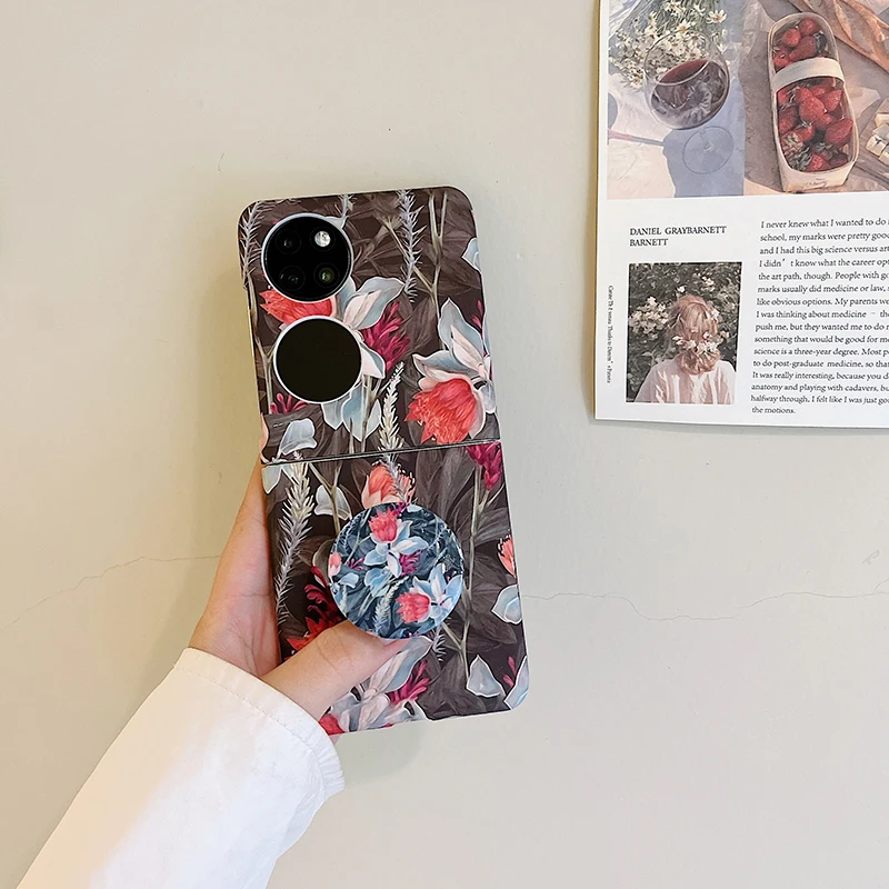 Custodia Funda Per Huawei P50 Pocket Pc Water Stick Vintage Flower Antiurto Proteccion Custodia Per Cellulare Cover P50 Pocket
